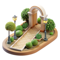 rare traditional Architectural sketch of a garden path NO BACKGROUND with Transparent Background. studio quality png