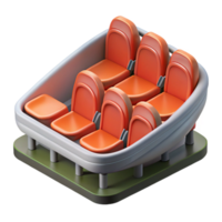 notable avant-garde 3D model of a stadium seating section NO BACKGROUND with Transparent Background. ultra HD png
