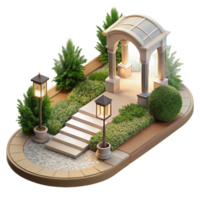 wonderful sought-after Architectural sketch of a garden path NO BACKGROUND with Transparent Background. png