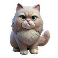 fascinating nostalgic tropical A grumpy Persian cat with fluffy fur, NO BACKGROUND with Transparent Background. museum quality png