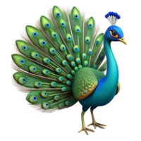 gorgeous calm artistic A peacock, male, with tail feathers displayed, NO BACKGROUND with Transparent Background. handcrafted png
