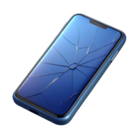 reflective sumptuous Smartphone with cracked screen NO BACKGROUND with Transparent Background. exclusive png