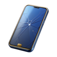 romantic mesmerizing Smartphone with cracked screen NO BACKGROUND with Transparent Background. fine detail png