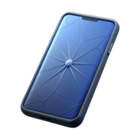 stunning traditional Smartphone with cracked screen NO BACKGROUND with Transparent Background. sharp png