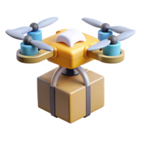 inspired mid-century Delivery drone with package NO BACKGROUND with Transparent Background. studio quality png