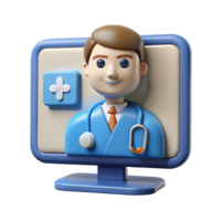 peaceful vibrant Telemedicine conference screen NO BACKGROUND with Transparent Background. authentic png