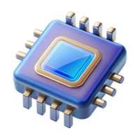 picturesque futuristic Quantum computing processor chip NO BACKGROUND with Transparent Background. sharp png