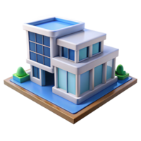memorable vintage Construction technology 3D building model NO BACKGROUND with Transparent Background. gallery standard png