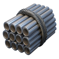 joyful magnificent Bundle of steel rebar, NO BACKGROUND with Transparent Background. professional png