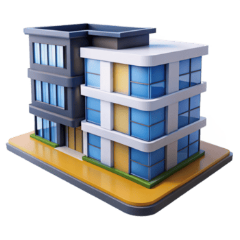 nostalgic extraordinary 3D rendering of a modern apartment building, NO BACKGROUND with Transparent Background. sharp png