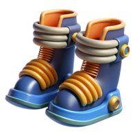 whimsical pristine Anti-gravity boots with magnetic coils NO BACKGROUND with Transparent Background. impeccable png