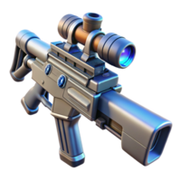 reflective enchanting Advanced laser rifle with telescopic sight NO BACKGROUND with Transparent Background. precision png