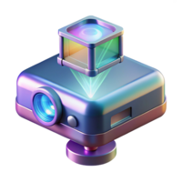 tranquil magnificent Holographic projector displaying a 3D model NO BACKGROUND with Transparent Background. ultra HD png