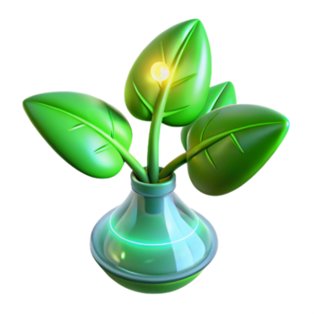 esplêndido negrito retro bioengenharia plantar com brilhando folhas não fundo com transparente fundo. museu qualidade png