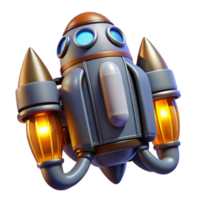 spectacular signature Futuristic jetpack with glowing thrusters NO BACKGROUND with Transparent Background. png