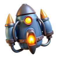 iconic creative Futuristic jetpack with glowing thrusters NO BACKGROUND with Transparent Background. ultra HD png