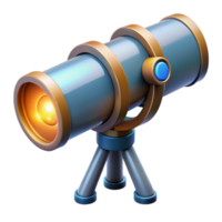 serene timeless Advanced telescope with glowing lenses NO BACKGROUND with Transparent Background. png