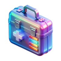 serene distinctive Futuristic medical kit with holographic instructions NO BACKGROUND with Transparent Background. png