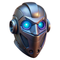 iconic impressionist Cyberpunk mask with glowing LED lights NO BACKGROUND with Transparent Background. gallery standard png