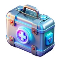 serene memorable Futuristic medical kit with holographic instructions NO BACKGROUND with Transparent Background. png