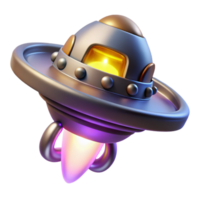 whimsical gorgeous Alien spaceship engine with glowing plasma exhaust NO BACKGROUND with Transparent Background. genuine png