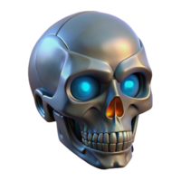 wonderful reflective abstract Cybernetic skull with glowing eyes NO BACKGROUND with Transparent Background. original png
