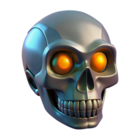 vibrant artistic Cybernetic skull with glowing eyes NO BACKGROUND with Transparent Background. precision png