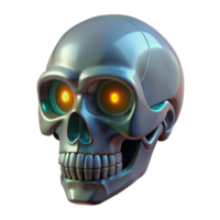 intense impressive Cybernetic skull with glowing eyes NO BACKGROUND with Transparent Background. gallery standard png