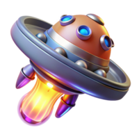 spectacular tranquil victorian Alien spaceship engine with glowing plasma exhaust NO BACKGROUND with Transparent Background. fine detail png
