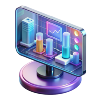 signature futuristic Advanced holographic display showing complex data NO BACKGROUND with Transparent Background. impeccable png