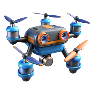 spicca futuristico robotica fuco con multiplo macchine fotografiche e sensori no sfondo con trasparente sfondo. precisione png