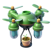 unparalleled retro Futuristic agricultural drone with seed dispensers NO BACKGROUND with Transparent Background. high quality png