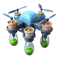 impressive harmonious tropical Futuristic agricultural drone with seed dispensers NO BACKGROUND with Transparent Background. crisp png