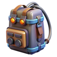memorable modern Cyberpunk backpack with integrated power source NO BACKGROUND with Transparent Background. original png