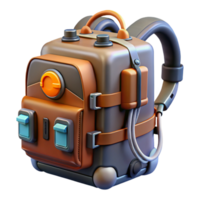 whimsical hypnotic Cyberpunk backpack with integrated power source NO BACKGROUND with Transparent Background. museum quality png