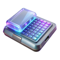 pristine mid-century High-tech communication device with holographic keyboard NO BACKGROUND with Transparent Background. authentic png