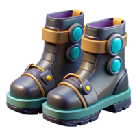 pristine romantic surreal Cyberpunk boots with magnetic soles NO BACKGROUND with Transparent Background. elite png