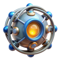 harmonious immaculate Futuristic energy cell with glowing core NO BACKGROUND with Transparent Background. crisp png