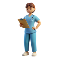 mysterious breathtaking Nurse in scrubs with a clipboard. NO BACKGROUND with Transparent Background. sharp png