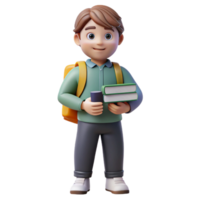 unforgettable gothic Student with a backpack full of books. NO BACKGROUND with Transparent Background. professional png