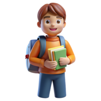 stunning rare Student with a backpack full of books. NO BACKGROUND with Transparent Background. png