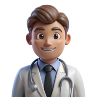 splendid unparalleled Doctor in a lab coat with a stethoscope. NO BACKGROUND with Transparent Background. png