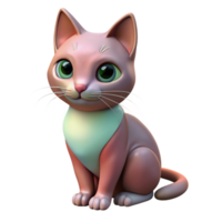 pristine surreal Cat sitting and looking curious. NO BACKGROUND with Transparent Background. handcrafted png