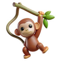 unforgettable impressionist Monkey hanging from a tree branch. NO BACKGROUND with Transparent Background. professional png