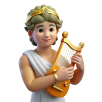 mesmerizing vintage Apollo, God of Music and Poetry, playing a lyre. NO BACKGROUND with Transparent Background. handcrafted png