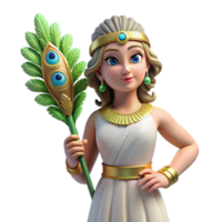 impressive rustic Hera, Goddess of Marriage, with a peacock feather. NO BACKGROUND with Transparent Background. impeccable png