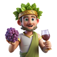 romantic serene Dionysus, God of Wine, holding a grapevine. NO BACKGROUND with Transparent Background. artisan png