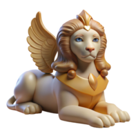 reflective magnificent Sphinx, mythical creature with the body of a lion and the head of a human. NO BACKGROUND with Transparent Background. genuine png