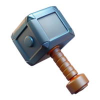 pristine mid-century Thor's Hammer, Mjolnir. NO BACKGROUND with Transparent Background. handcrafted png