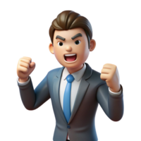 vibrant art deco Angry businessman shaking fist, NO BACKGROUND with Transparent Background. exclusive png